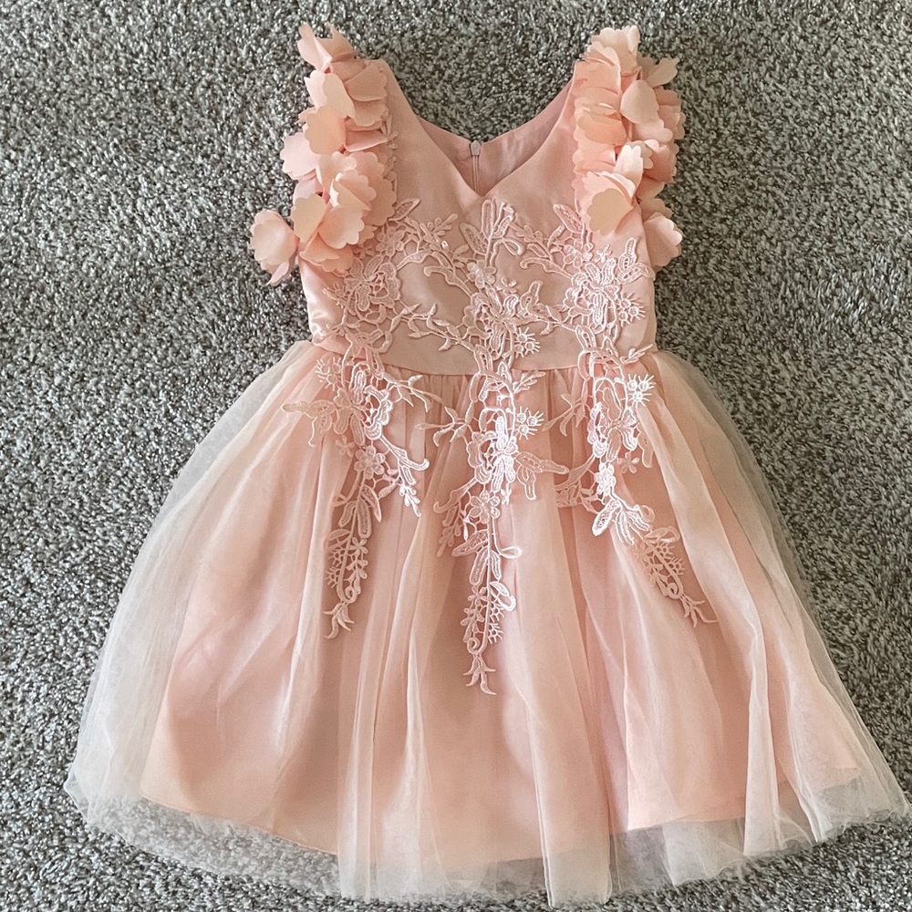 Elegant Pink Floral Kids Dress